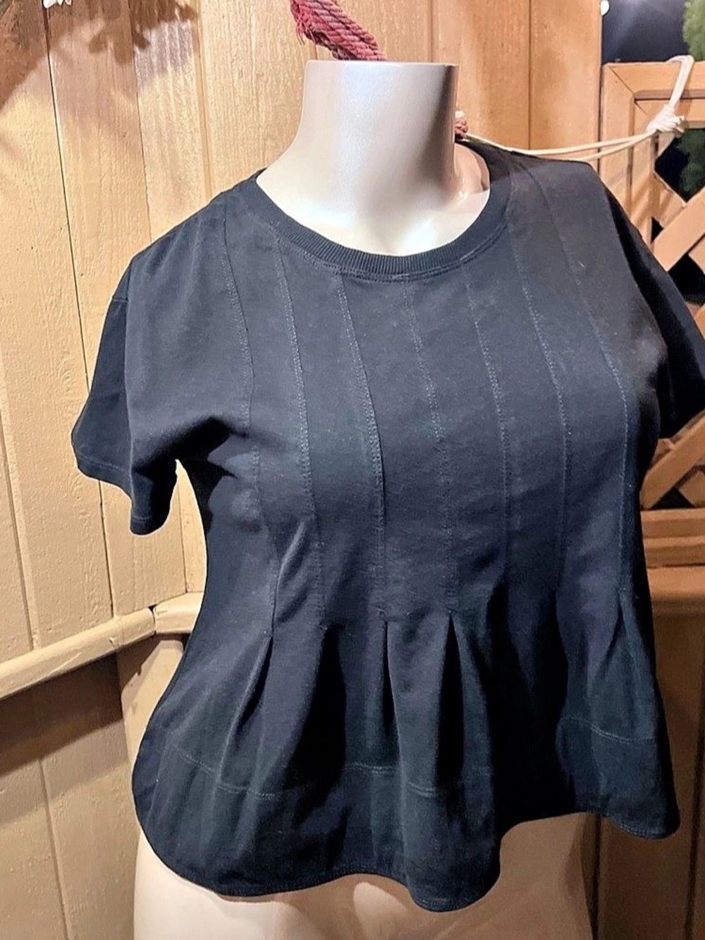 Anthropologie Pilcro Pleated Cap Sleeve Cropped Empire Waist Tshirt M ๐ฏ COTTON
